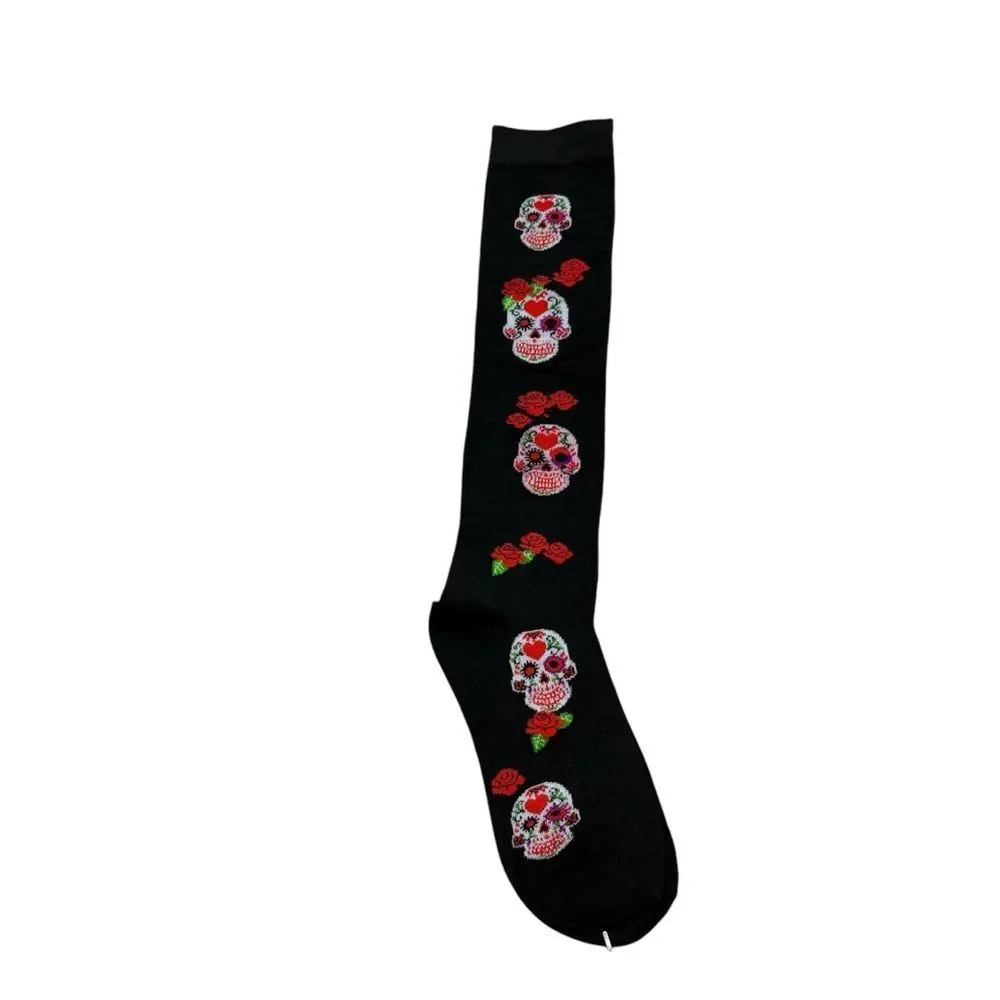 Brand new in Package Ladies‎ Novelty Knee High Day of the Dead Skull Socks